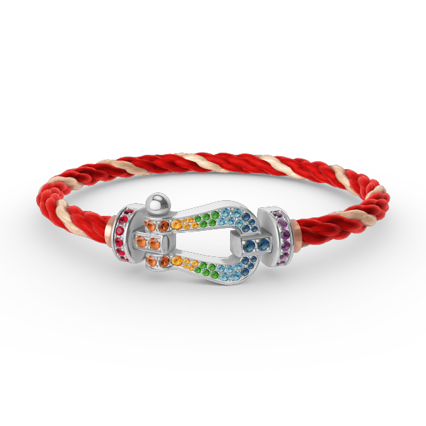 [Love's Uplift]FORC LARGE HORSESHOE  COLORED DIAMOND BRACELET SILVER