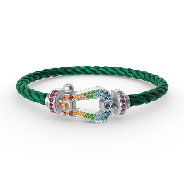 [Love's Uplift]FORC LARGE HORSESHOE  COLORED DIAMOND BRACELET SILVER