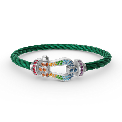 [Love's Uplift]FORC LARGE HORSESHOE  COLORED DIAMOND BRACELET SILVER