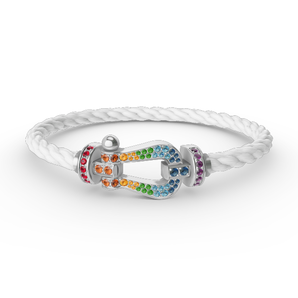 [Love's Uplift]FORC LARGE HORSESHOE  COLORED DIAMOND BRACELET SILVER