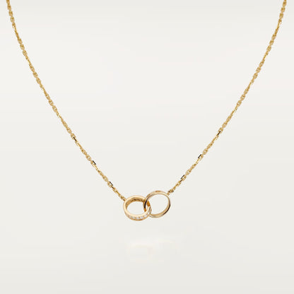 [Love's Uplift]LOVE DOUBLE RING HALF DIAMOND NECKLACE