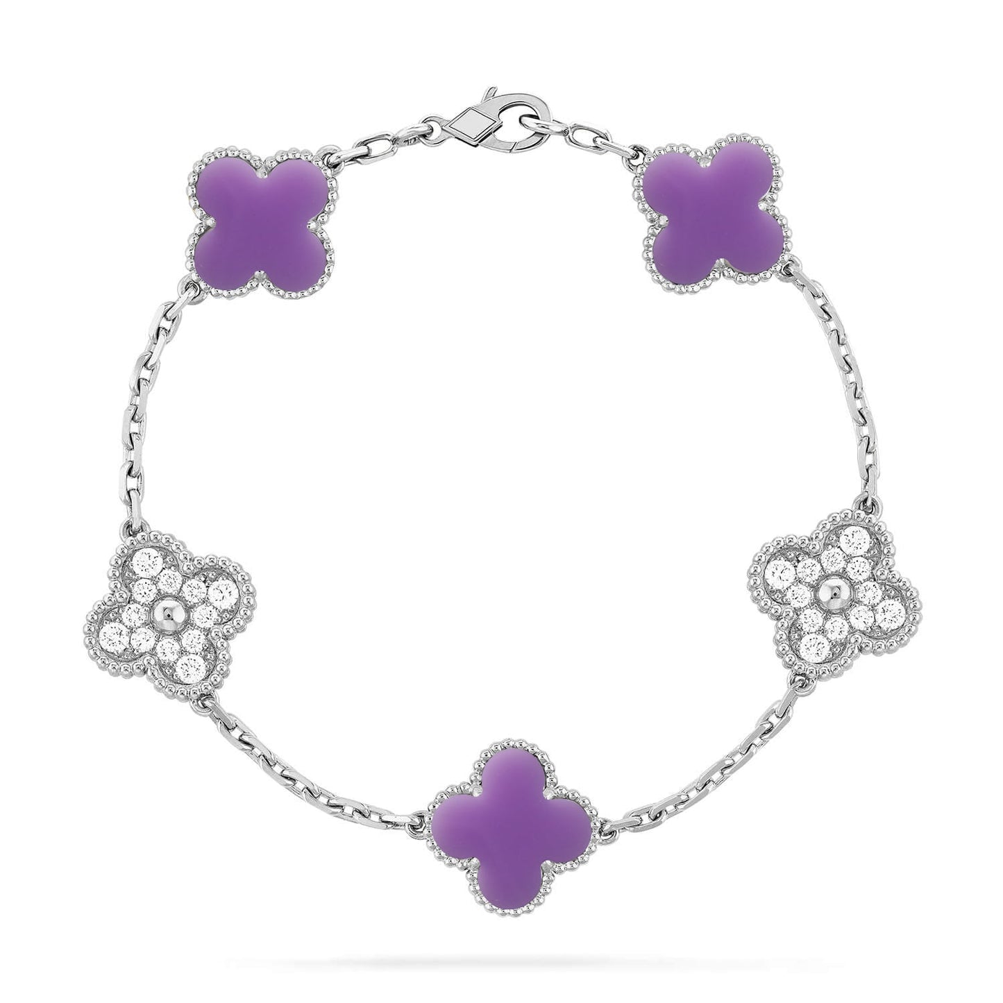 [Love's Uplift]CLOVER 5 MOTIF LIGHT PURPLE BRACELET COLLECTION