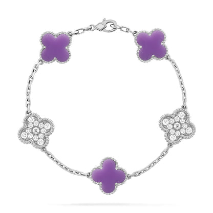 [Love's Uplift]CLOVER 5 MOTIF LIGHT PURPLE BRACELET COLLECTION