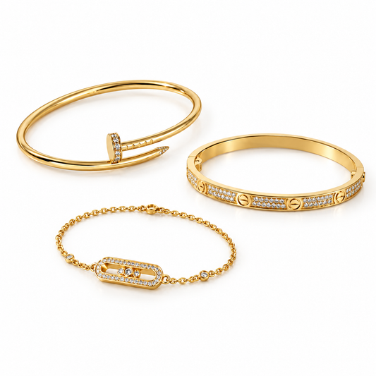 [Love's Uplift] LOVE & JUSTE Baby Move Diamond Bracelet Stack Set