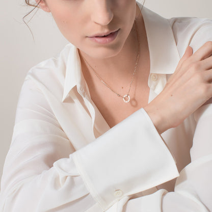 [Love's Uplift]LOVE NECKLACE 16MM 2 DIAMONDS