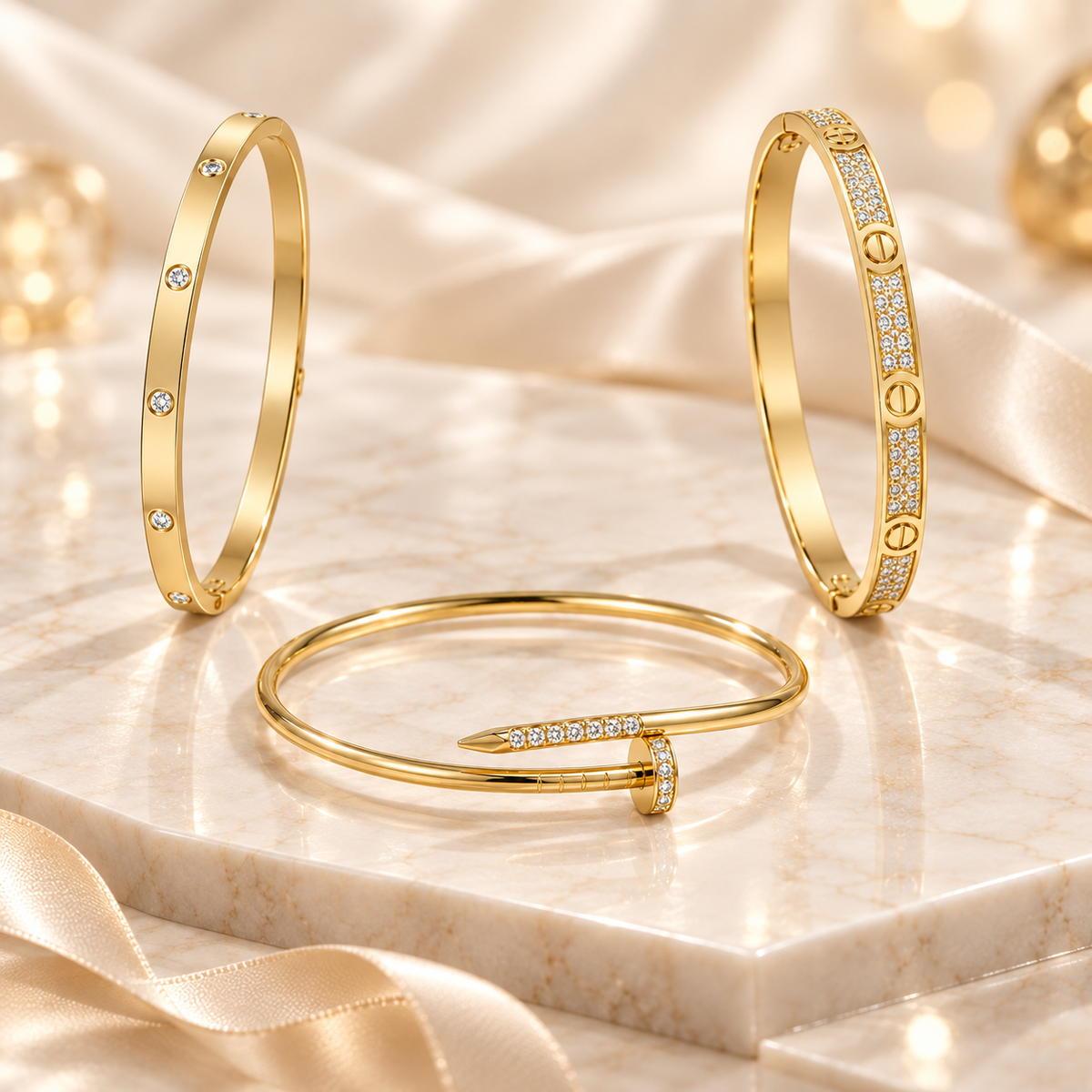[Love's Uplift] JUSTE Diamond & LOVE Diamond Bracelet Stack Set