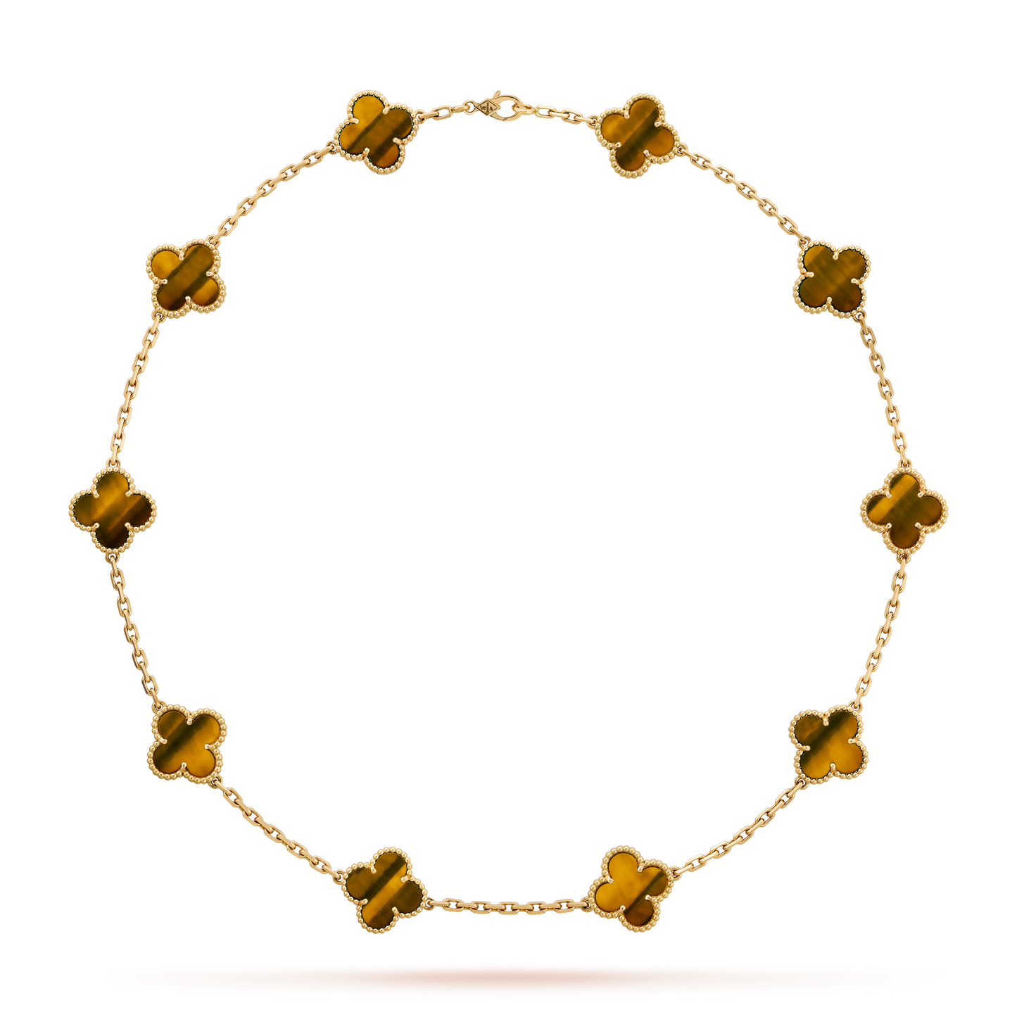 [Love's Uplift]CLOVER 10 MOTIFS TIGER EYE NECKLACE