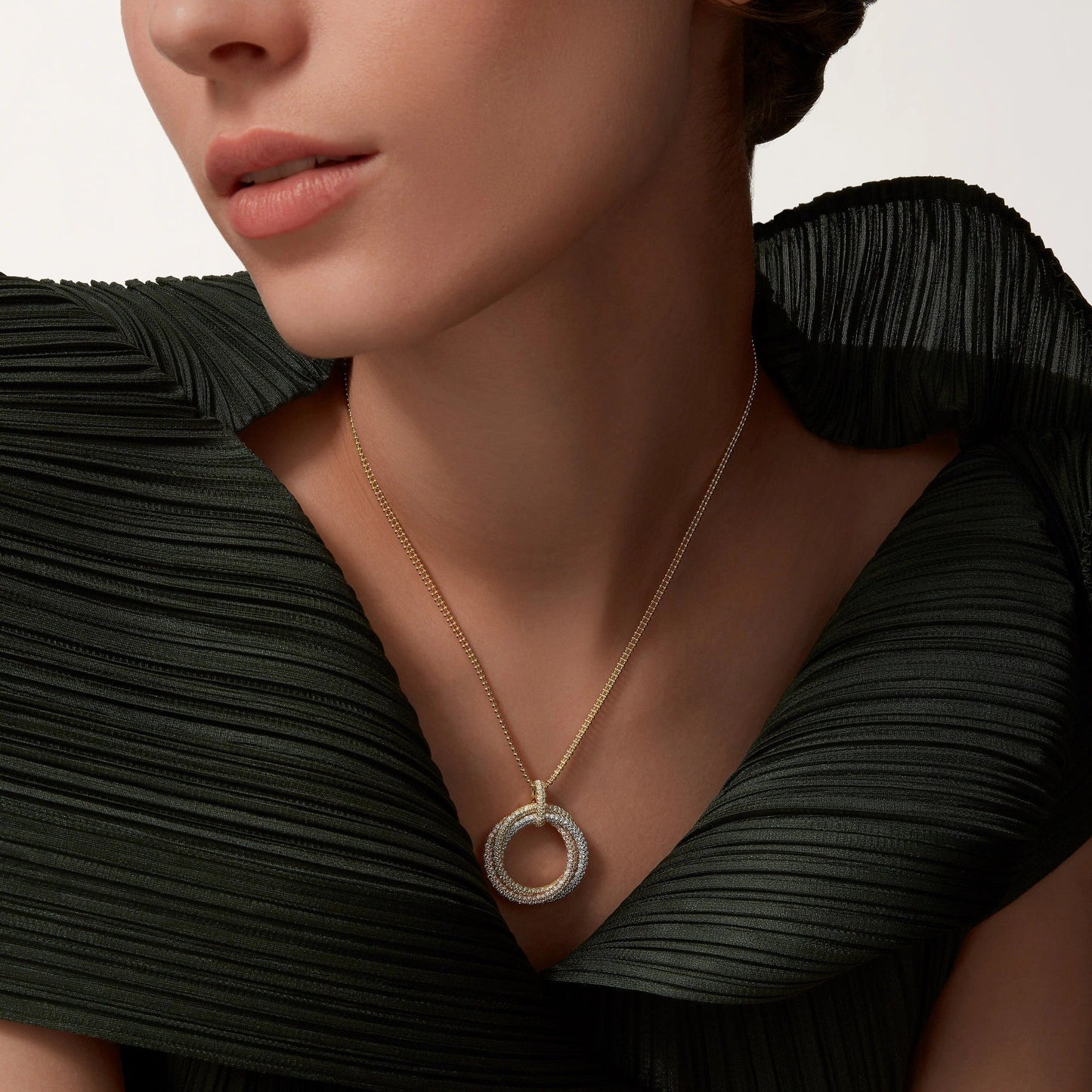 [Love's Uplift]TRINITY LARGE FULL DIAMOND  NECKLACE