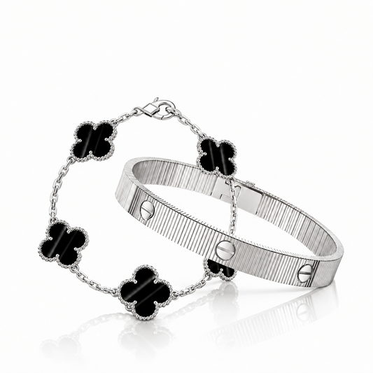 [Love's Uplift] Clover 5-Motif & LOVE Unlimited Bracelet Set