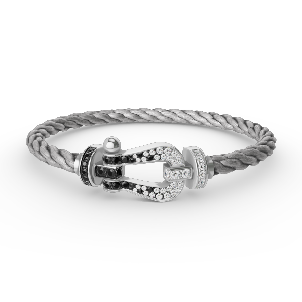 [Love's Uplift]FORCE LARGE HORSESHOE BLACK WHITE DIAMOND BRACELET SILVER