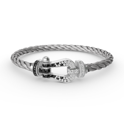 [Love's Uplift]FORCE LARGE HORSESHOE BLACK WHITE DIAMOND BRACELET SILVER