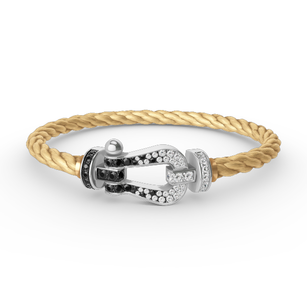 [Love's Uplift]FORCE LARGE HORSESHOE BLACK WHITE DIAMOND BRACELET SILVER