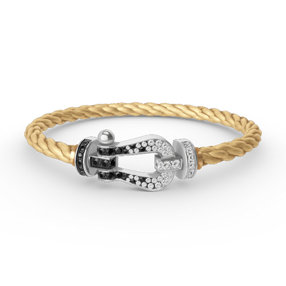 [Love's Uplift]FORCE LARGE HORSESHOE BLACK WHITE DIAMOND BRACELET SILVER