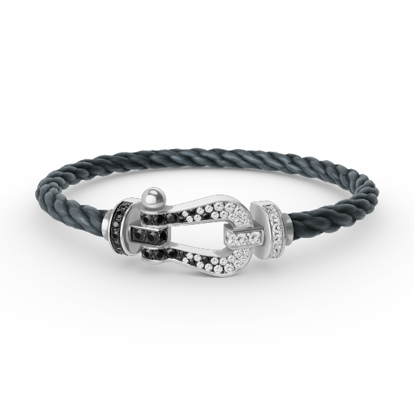 [Love's Uplift]FORCE LARGE HORSESHOE BLACK WHITE DIAMOND BRACELET SILVER