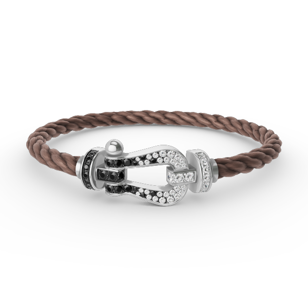 [Love's Uplift]FORCE LARGE HORSESHOE BLACK WHITE DIAMOND BRACELET SILVER