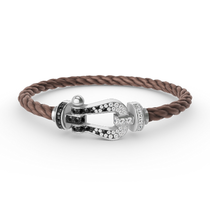 [Love's Uplift]FORCE LARGE HORSESHOE BLACK WHITE DIAMOND BRACELET SILVER