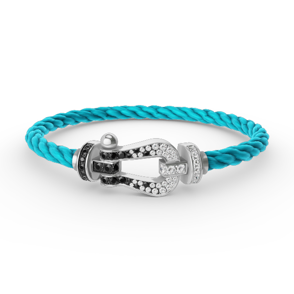 [Love's Uplift]FORCE LARGE HORSESHOE BLACK WHITE DIAMOND BRACELET SILVER