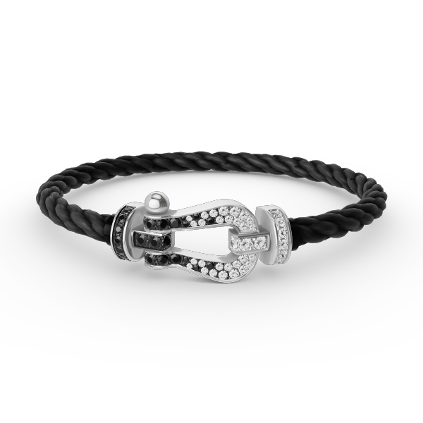 [Love's Uplift]FORCE LARGE HORSESHOE BLACK WHITE DIAMOND BRACELET SILVER