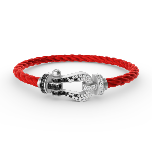 [Love's Uplift]FORCE LARGE HORSESHOE BLACK WHITE DIAMOND BRACELET SILVER