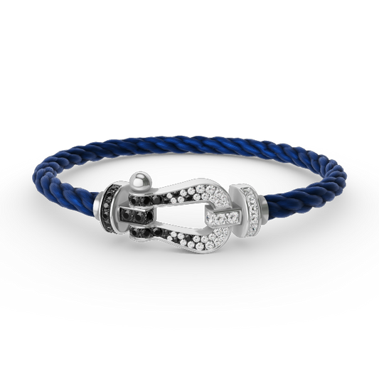 [Love's Uplift]FORCE LARGE HORSESHOE BLACK WHITE DIAMOND BRACELET SILVER