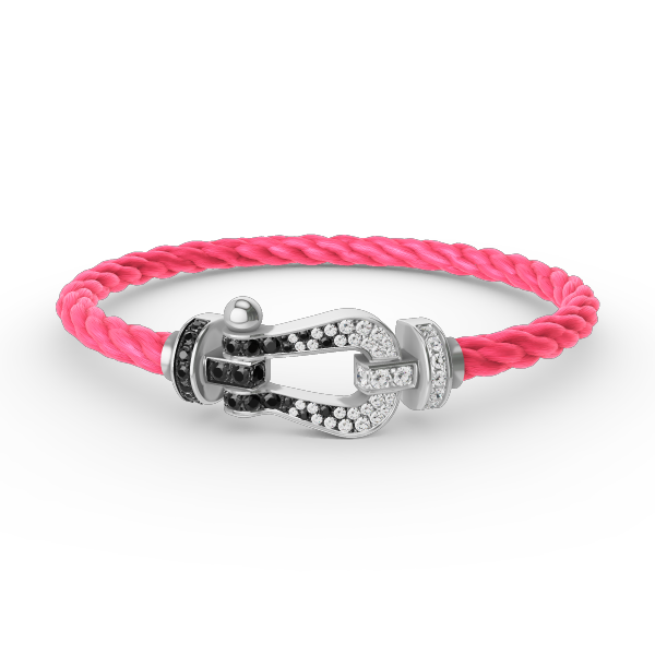[Love's Uplift]FORCE LARGE HORSESHOE BLACK WHITE DIAMOND BRACELET SILVER
