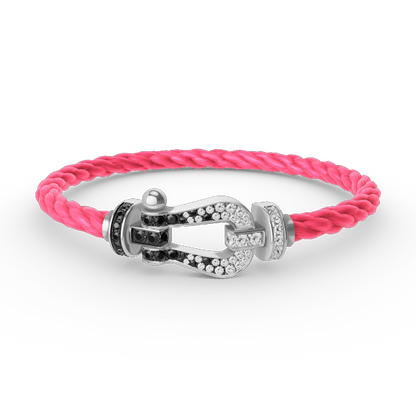 [Love's Uplift]FORCE LARGE HORSESHOE BLACK WHITE DIAMOND BRACELET SILVER