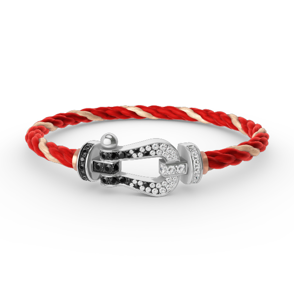 [Love's Uplift]FORCE LARGE HORSESHOE BLACK WHITE DIAMOND BRACELET SILVER