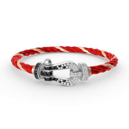 [Love's Uplift]FORCE LARGE HORSESHOE BLACK WHITE DIAMOND BRACELET SILVER