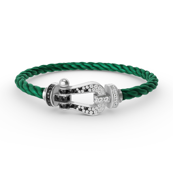[Love's Uplift]FORCE LARGE HORSESHOE BLACK WHITE DIAMOND BRACELET SILVER