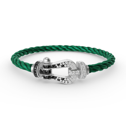 [Love's Uplift]FORCE LARGE HORSESHOE BLACK WHITE DIAMOND BRACELET SILVER