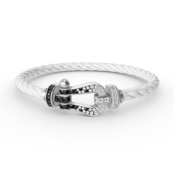[Love's Uplift]FORCE LARGE HORSESHOE BLACK WHITE DIAMOND BRACELET SILVER