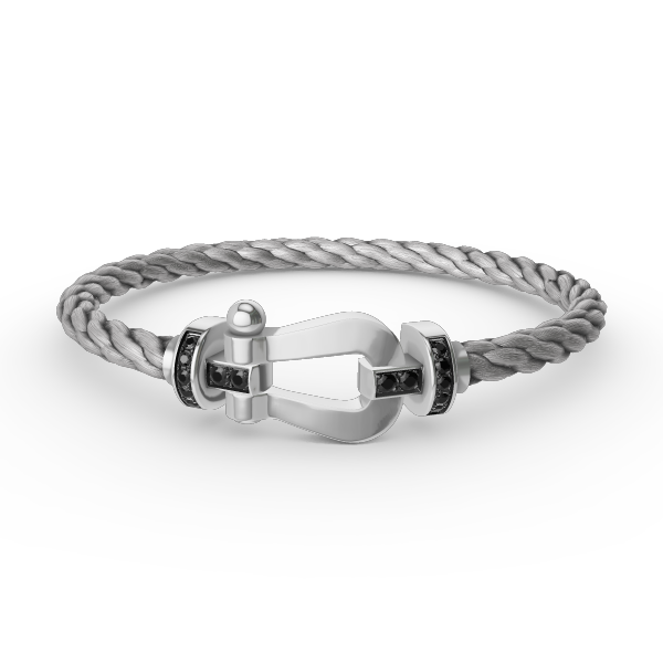 [Love's Uplift]FORCE LARGE HORSESHOE BLACK DIAMOND BRACELET SILVER
