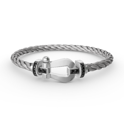 [Love's Uplift]FORCE LARGE HORSESHOE BLACK DIAMOND BRACELET SILVER