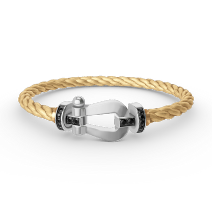 [Love's Uplift]FORCE LARGE HORSESHOE BLACK DIAMOND BRACELET SILVER