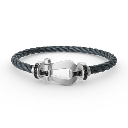 [Love's Uplift]FORCE LARGE HORSESHOE BLACK DIAMOND BRACELET SILVER