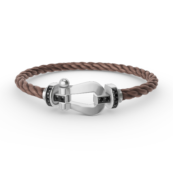 [Love's Uplift]FORCE LARGE HORSESHOE BLACK DIAMOND BRACELET SILVER
