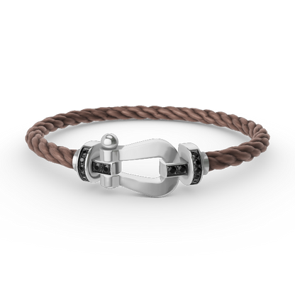 [Love's Uplift]FORCE LARGE HORSESHOE BLACK DIAMOND BRACELET SILVER