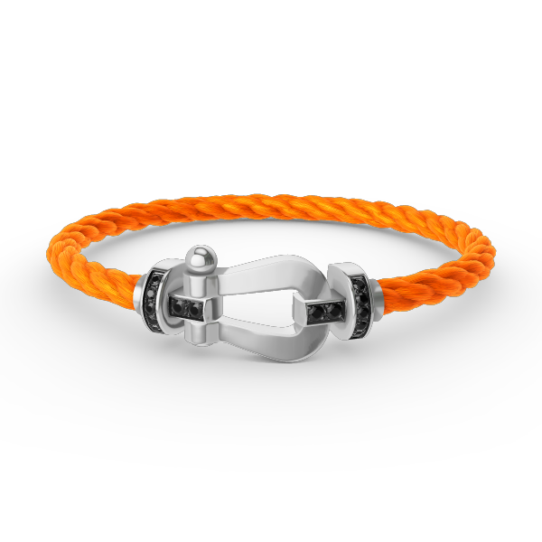 [Love's Uplift]FORCE LARGE HORSESHOE BLACK DIAMOND BRACELET SILVER