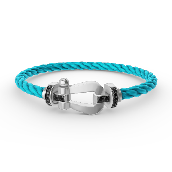 [Love's Uplift]FORCE LARGE HORSESHOE BLACK DIAMOND BRACELET SILVER