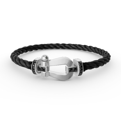 [Love's Uplift]FORCE LARGE HORSESHOE BLACK DIAMOND BRACELET SILVER