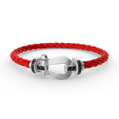 [Love's Uplift]FORCE LARGE HORSESHOE BLACK DIAMOND BRACELET SILVER