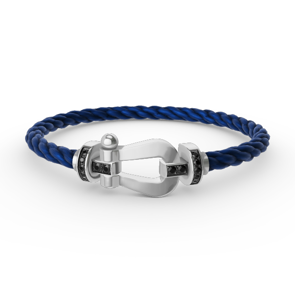 [Love's Uplift]FORCE LARGE HORSESHOE BLACK DIAMOND BRACELET SILVER