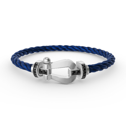 [Love's Uplift]FORCE LARGE HORSESHOE BLACK DIAMOND BRACELET SILVER