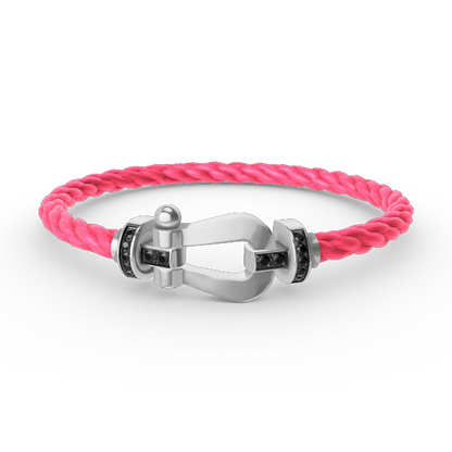 [Love's Uplift]FORCE LARGE HORSESHOE BLACK DIAMOND BRACELET SILVER