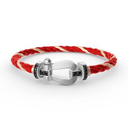 [Love's Uplift]FORCE LARGE HORSESHOE BLACK DIAMOND BRACELET SILVER