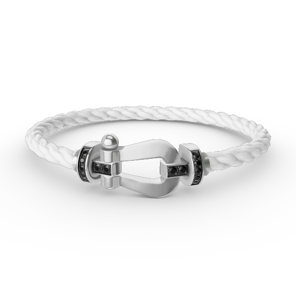 [Love's Uplift]FORCE LARGE HORSESHOE BLACK DIAMOND BRACELET SILVER