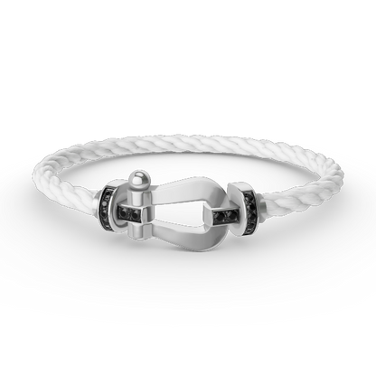 [Love's Uplift]FORCE LARGE HORSESHOE BLACK DIAMOND BRACELET SILVER