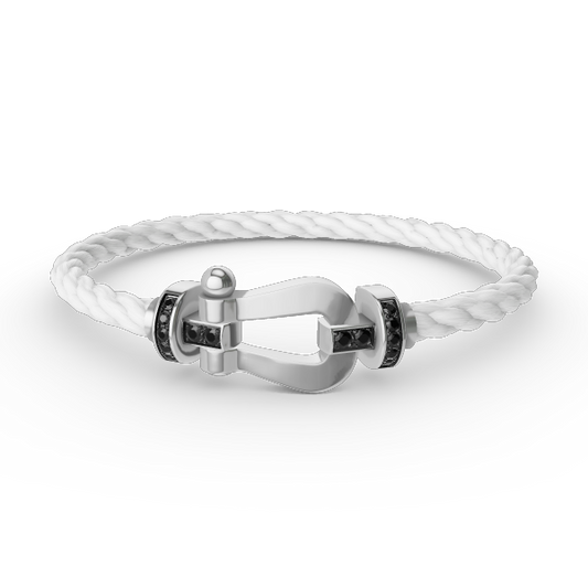 [Love's Uplift]FORCE LARGE HORSESHOE BLACK DIAMOND BRACELET SILVER