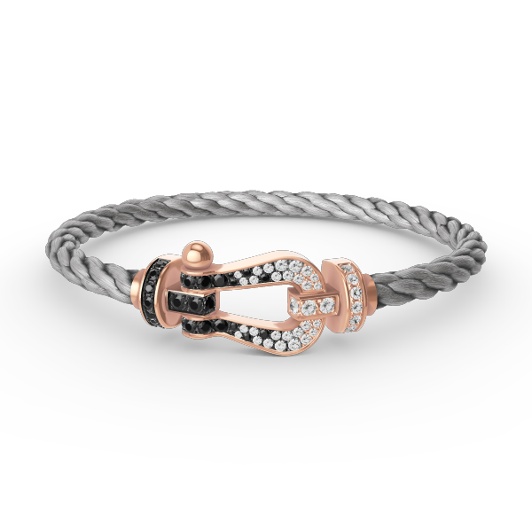 [Love's Uplift]FORCE LARGE HORSESHOE BLACK WHITE DIAMOND BRACELET ROSE GOLD