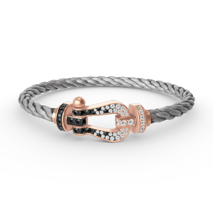 [Love's Uplift]FORCE LARGE HORSESHOE BLACK WHITE DIAMOND BRACELET ROSE GOLD